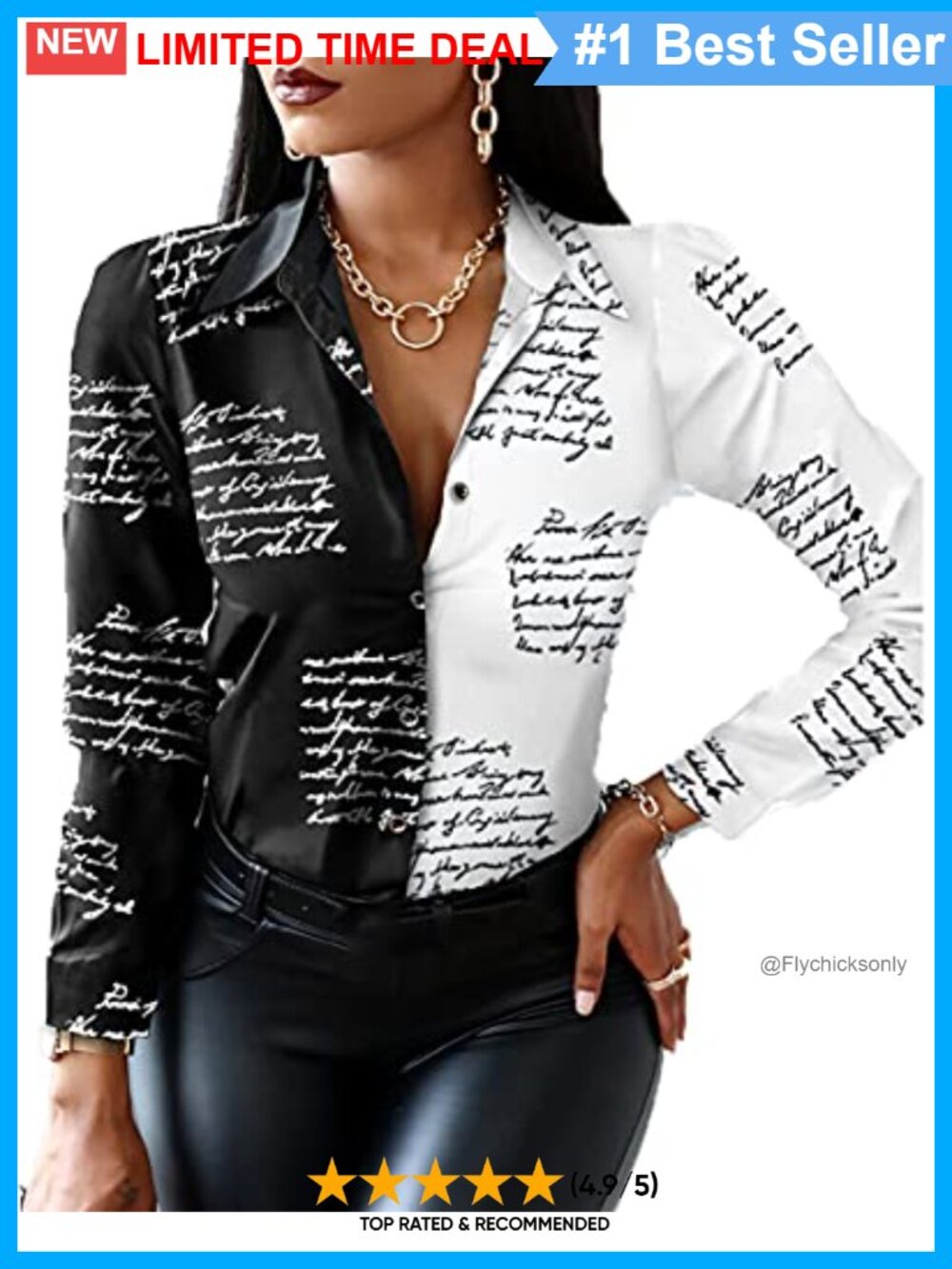 Women's Button Down Blouse Long Sleeve Collared Loose Fit Casual Shirt